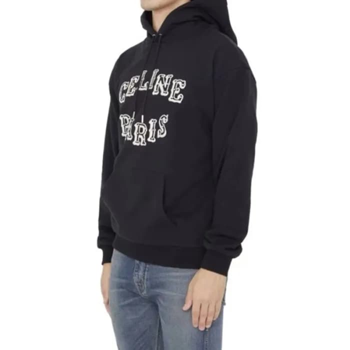 셀린느 남성 캐쥬얼 블랙 후드티 - Celine Mens Black Hoodie - ce2… - 1