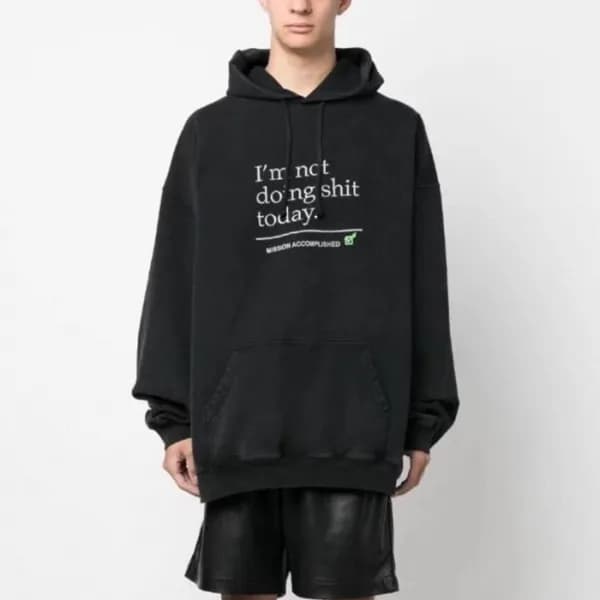 베트멍 남성 그레이 후드티 - Vetements Mens Gray Hoodie - ve37… - 1