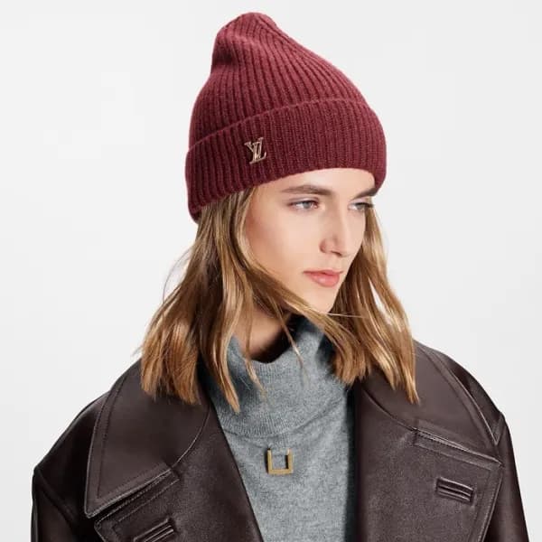 루이비통 남/녀 버건디 비니 - Louis vuitton Unisex Burgundy Be… - 1