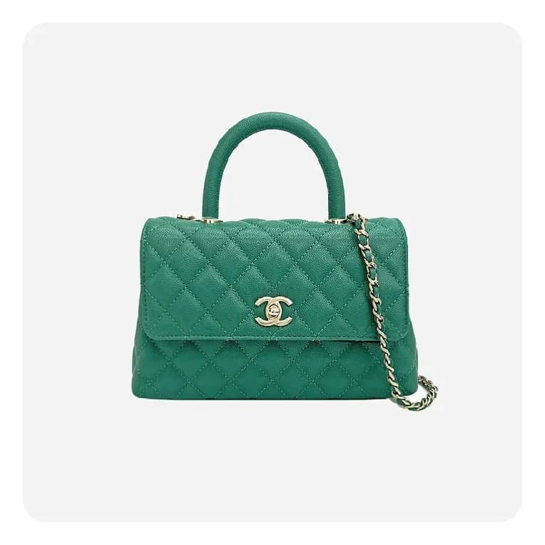 샤넬 코코핸들 스몰 그린 골드 - Chane Coco Handle Small Bag - c… - 1
