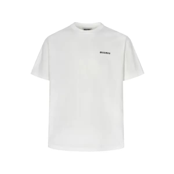 미우미우 남/녀 라운드 반팔 티셔츠 - Miumiu Unisex Round Tshirt -… - 1