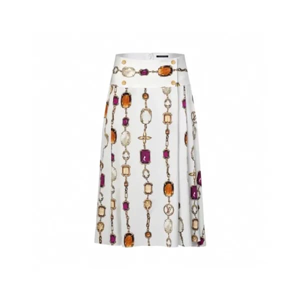 루이비통 여성 네크리스 프린트 미디 스커트 - Louis vuitton Womens Nec… - 1