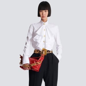 발망 여성 포플린 러플 셔츠 - Balmain Womens Poplin Ruffled Sh…