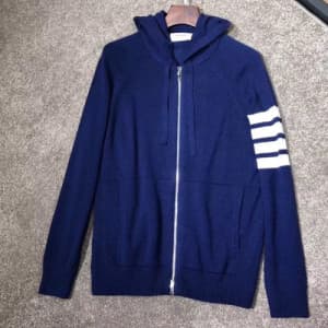THOM BROWNE MENS ZIP-UP HOOD TEE - 톰브라운 남성 집업 후드티 … - 1