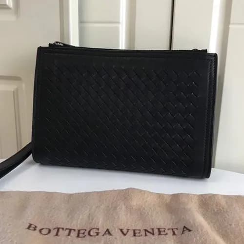 Bottega Veneta Leather Black Clutch Bag,22cm - 보테가… - 1