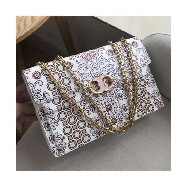 Tory Burch Leather White Gemini Link Chain Shoulde… - 1