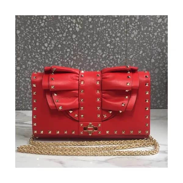 Valentino 2019 Leather Rockstud Shoudler Bag,23.5C… - 1