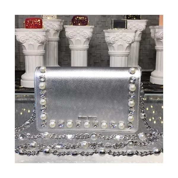 MiuMiu 2019 Crystal Delice Chain Shoulder Cross Ba… - 1