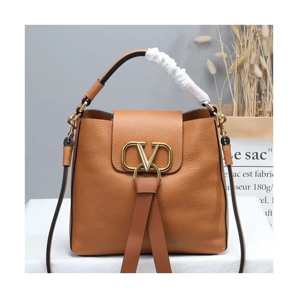 Valentino 2019 V-ring Leather Tote Shoudler Bag,22… - 1