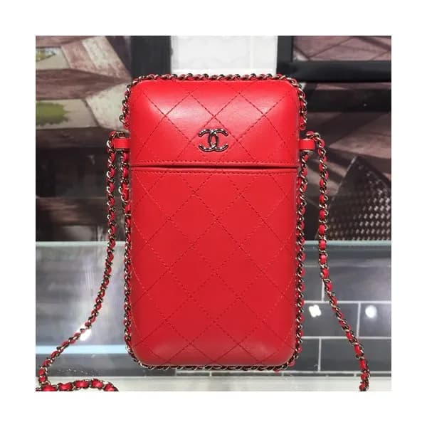 Chanel 2019 Leather Chain Shoulder Bag / Phone Bag… - 1