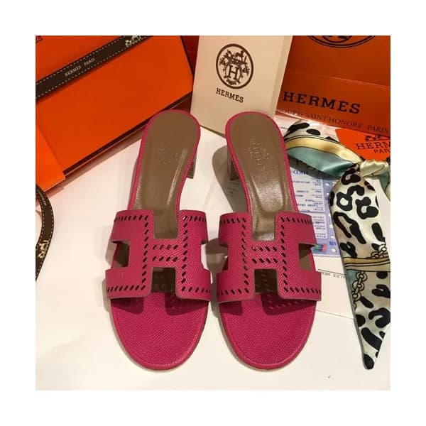 Hermes 2019 Ladies Oasis Leather Middle Heel Slipp… - 1