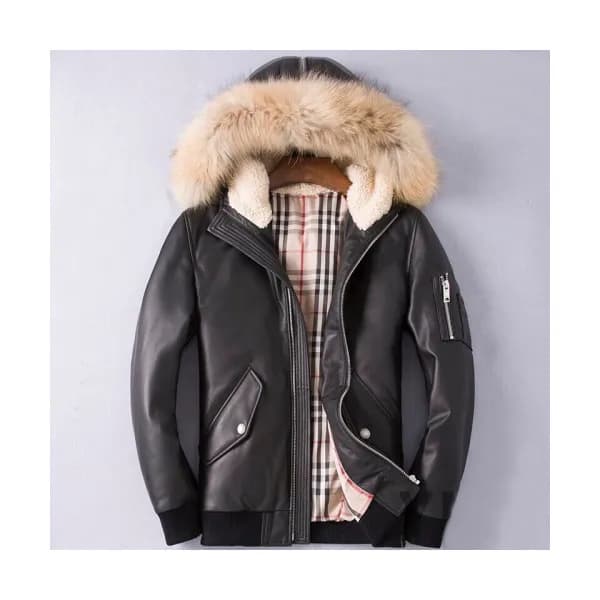 Burberry 2019 Mens Casual Duck Down Leather Jacket… - 1