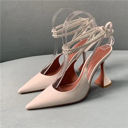 Amina Muaddi 2021 Women's Leather High Heel Sa…