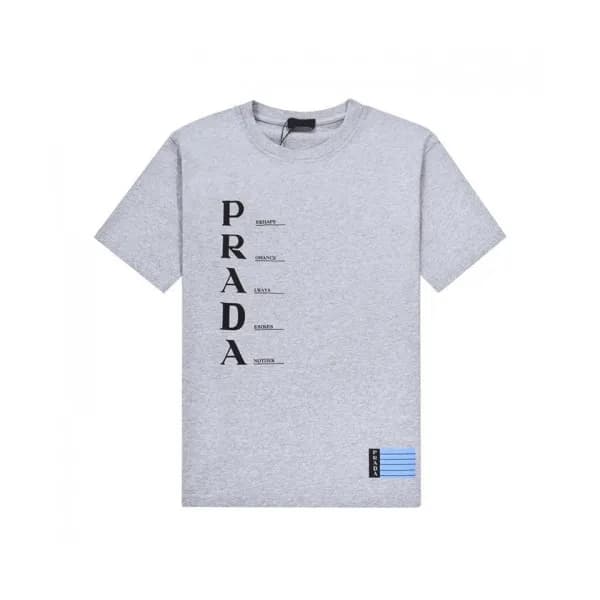 Prada Mens Basic Logo Short Sleeved Tshirts Gray … - 1