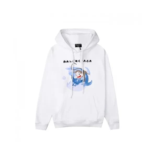 Balenciaga Mm/Wm Logo Cotton Hoodie White- 발렌시아가 … - 1