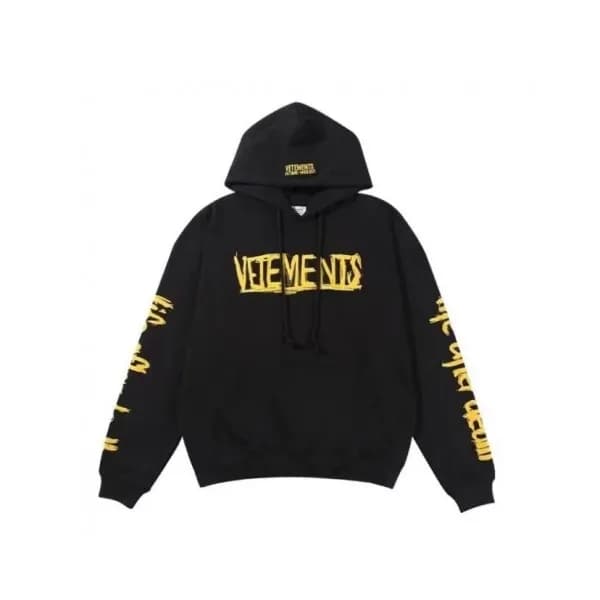 Vetements Mm/Wm Logo Oversize Cotton Hoodie Black… - 1
