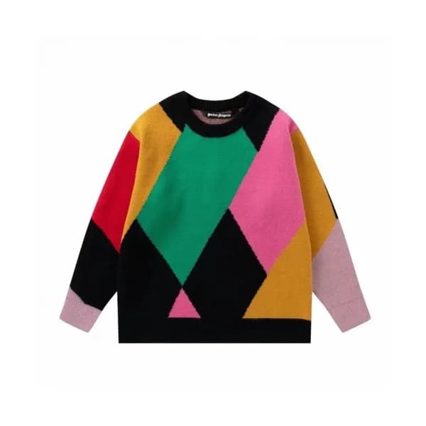 Palm Angels Mens Logo Crew-neck Sweaters Black - … - 1