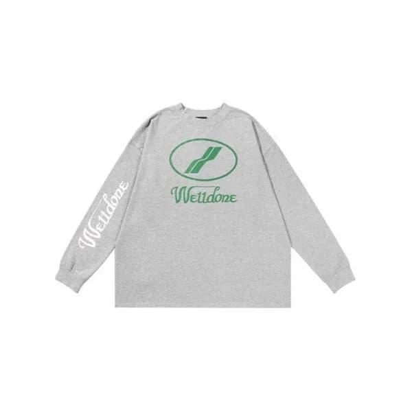 WELLDONE Mm/Wm Retro Logo Crew-neck Tshirts Gray … - 1
