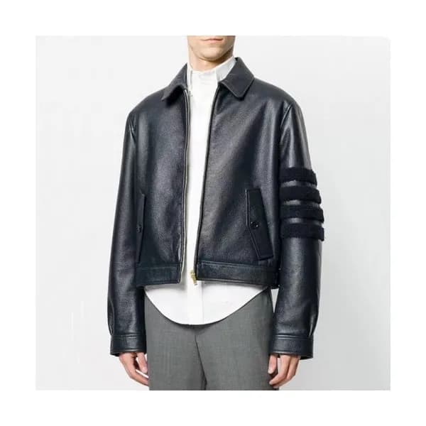 Thom Browne Mens Casual Leather Jacket - 톰브라운 남성 캐… - 1