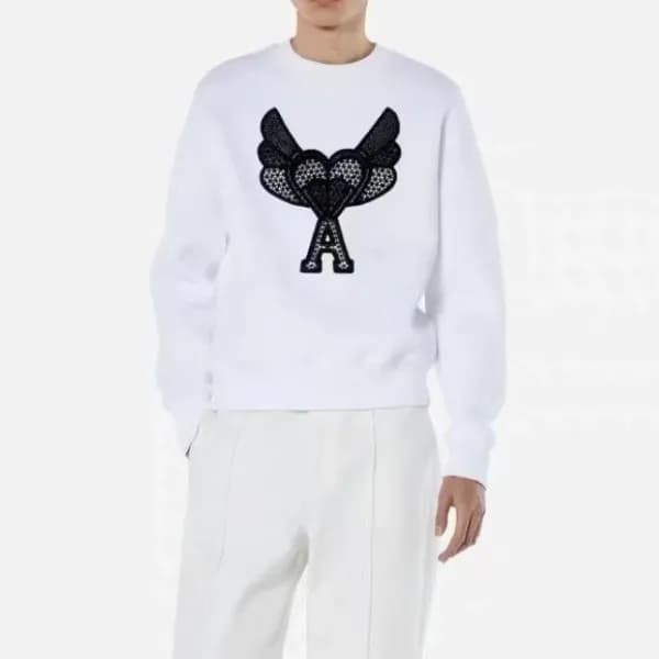 아미 남자 크루넥 화이트 맨투맨 - Mens White Tshirts - ami0260x - 1