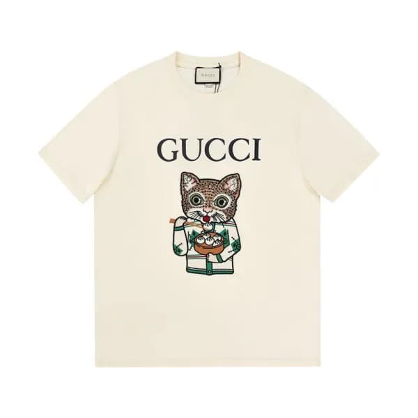 구찌 남자 크루넥 아이보리 반팔티 - Unisex Ivory Tshirts - guc045… - 1