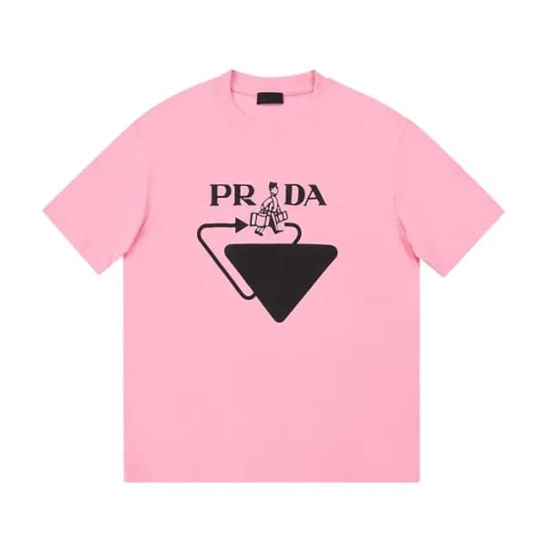 프라다 여성 크루넥 핑크 반팔티 - Womens Pink Tshirts - Pra02585… - 1