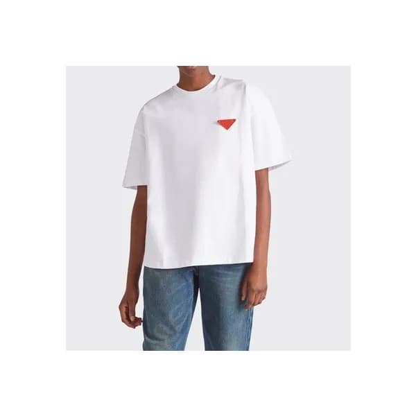프라다 남성 크루넥 화이트 반팔티 - Mens White Tshirts - Pra02644… - 1
