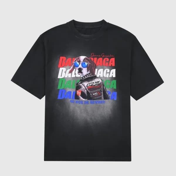 발렌시아가 남성 크루넥 블랙 반팔티 - Mens Black Tshirts - bal0138… - 1