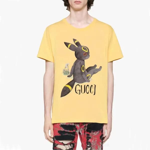 구찌 남성 크루넥 옐로우 반팔티 - Mens Yellow Tshirts - guc04763… - 1
