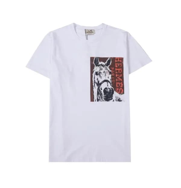 에르메스 남자 화이트 크루넥 반팔티 - Mens White Tshirts - her0890… - 1