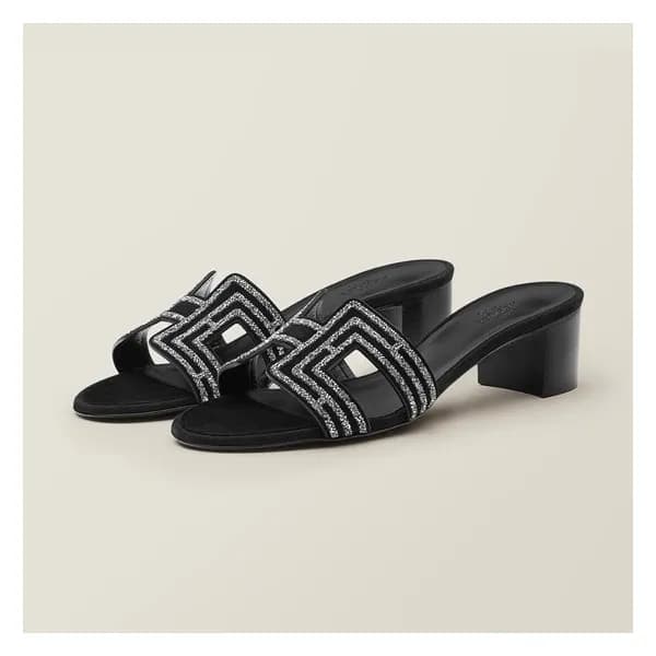 에르메스 여성 블랙 오아시스 - Hermes Womens Black Slipper - he… - 1