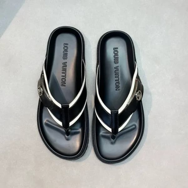 루이비통 남성 화이트탭 슬리퍼 - Louis vuitton Mens White Tap Sl… - 1