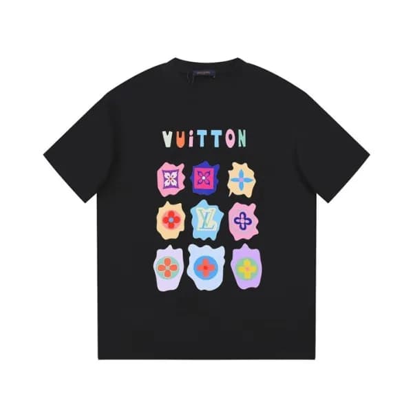 루이비통 남성 블랙 크루넥 반팔티 - Louis vuitton Mens Black Shor… - 1