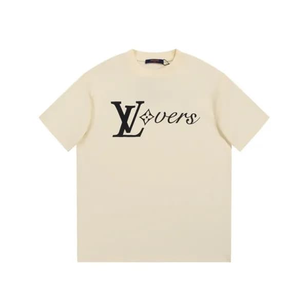 루이비통 남성 크루넥 아이보리 반팔티 - Louis vuitton Mens Ivory Sh… - 1