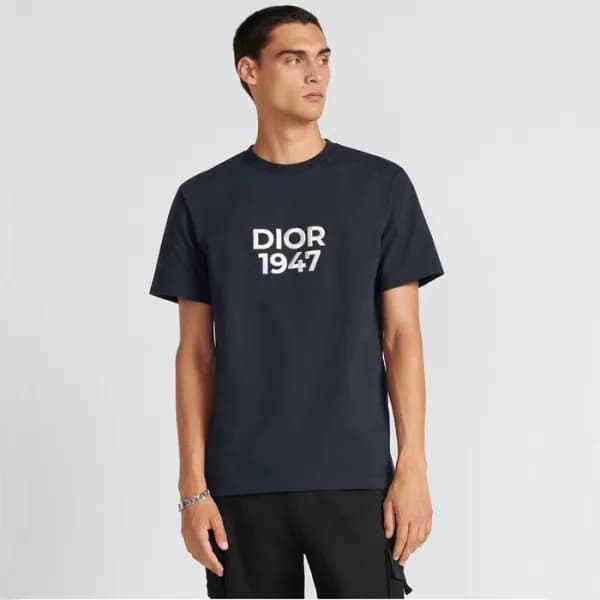 디올 남성 네이비 반팔티 - Dior Mens Navy Short sleeved Tshir… - 1