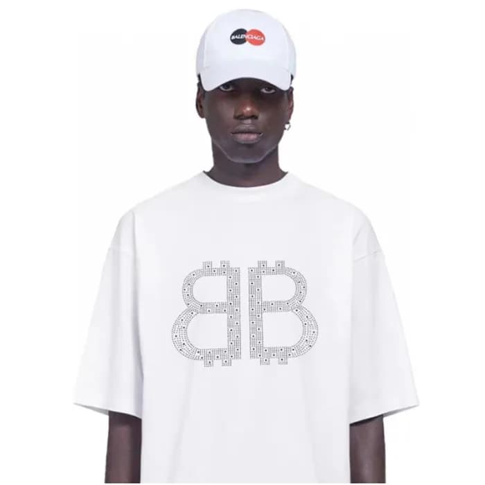 발렌시아가 남성 화이트 크루넥 반팔티 - Balenciaga Mens WhiteTshirt… - 1