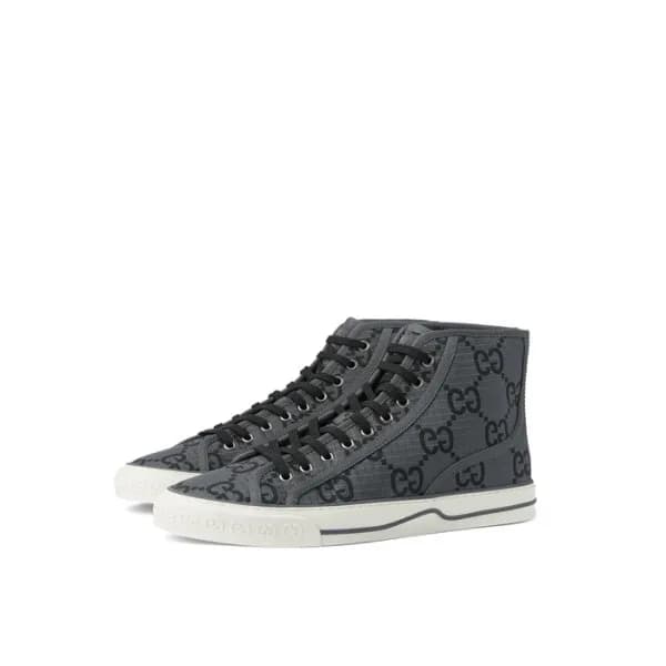 구찌 남성 그레이 테니스 하이탑 스니커즈 - Gucci Mens Tennis Sneaker… - 1
