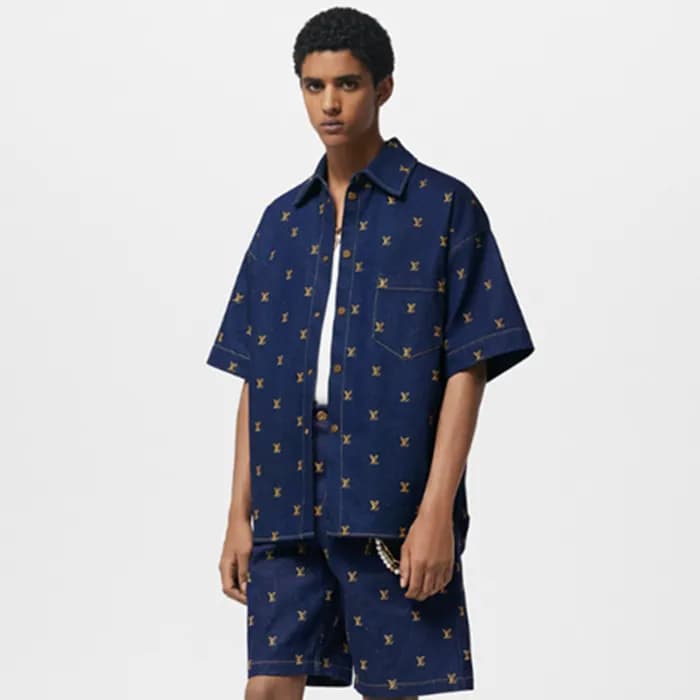 루이비통 남성 블루 반팔 셔츠 - Louis vuitton Mens Blue Tshirts… - 1