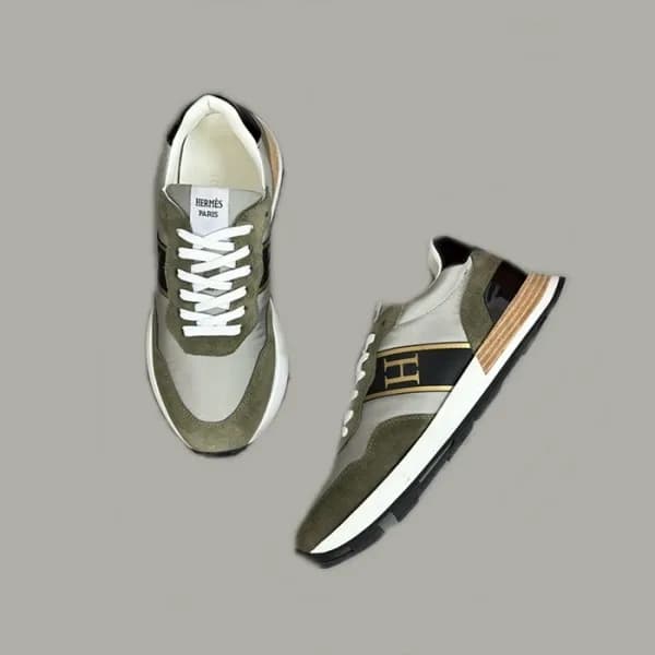 에르메스 남성 엔볼 카키 스니커즈 - Hermes Mens Khaki Sneakers - … - 1