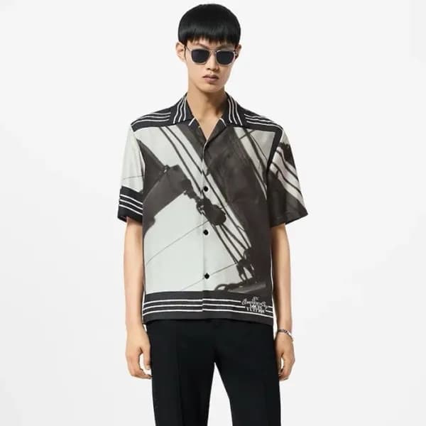 루이비통 남성 반팔 셔츠 - Louis vuitton Mens Black Shirts - … - 1