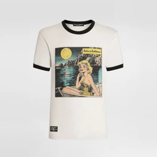 돌체앤가바나 남성 라운드 반팔 티셔츠 - Dolce&Gabbana Mens Round Ts… - 1