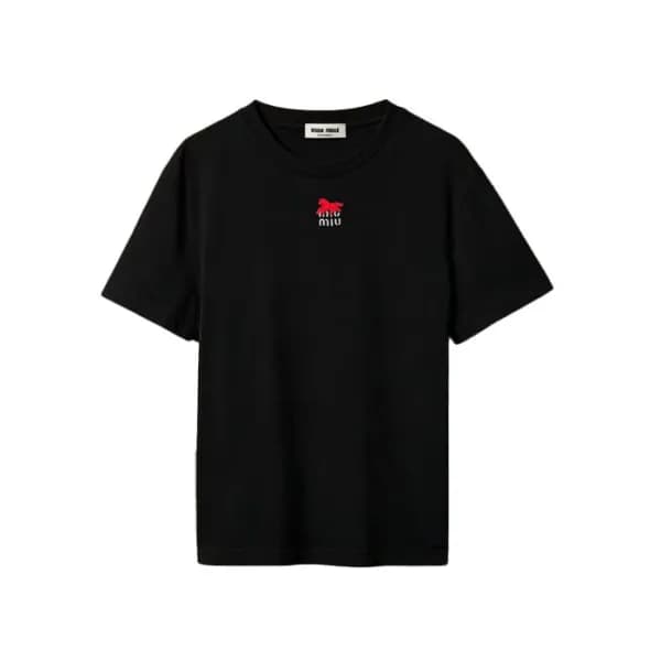 미우미우 여성 라운드 티셔츠 - Miumiu Womens Round Tshirt - mic… - 1