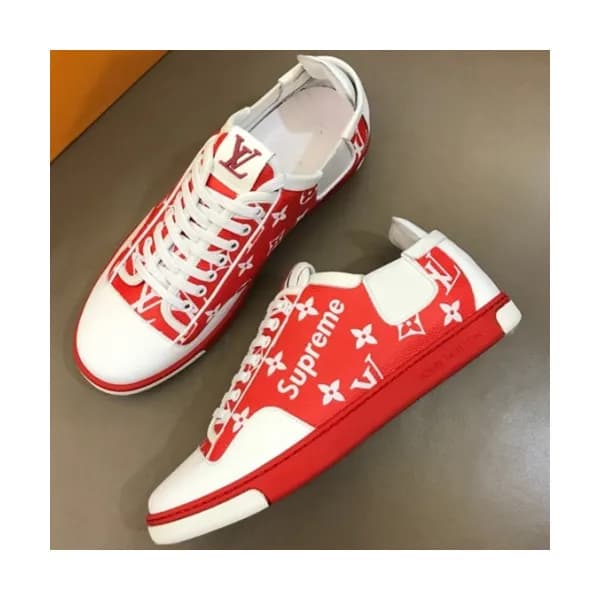 LOUIS VUITTON 2018 SUPREME MENS LEATHER SKEAKERS -… - 1