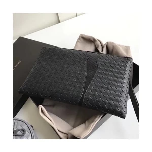 Bottega Veneta Leather Black Clutch Bag,26cm - 보테가… - 1