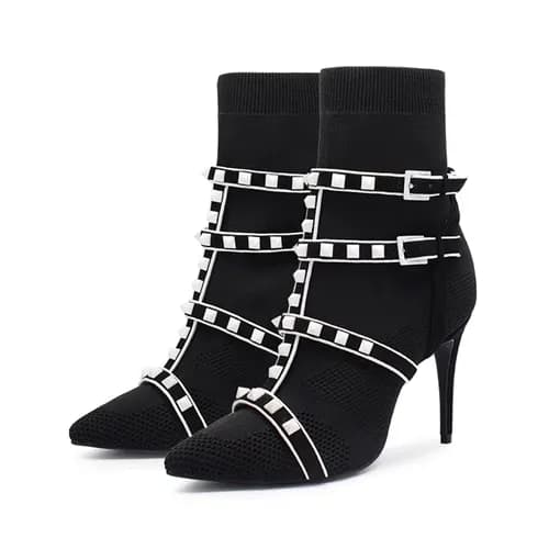 Valentino 2018 Rockstud Strap Sacks Boots Black - … - 1