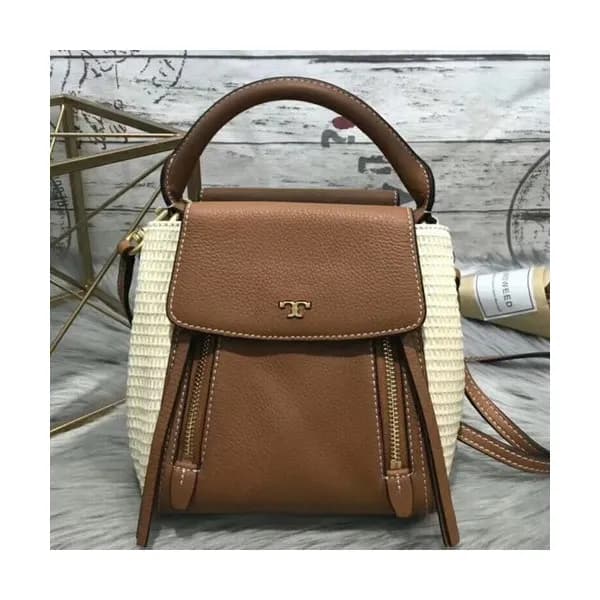 Tory Burch Leather Half-moon Brown Tote Shoulder B… - 1