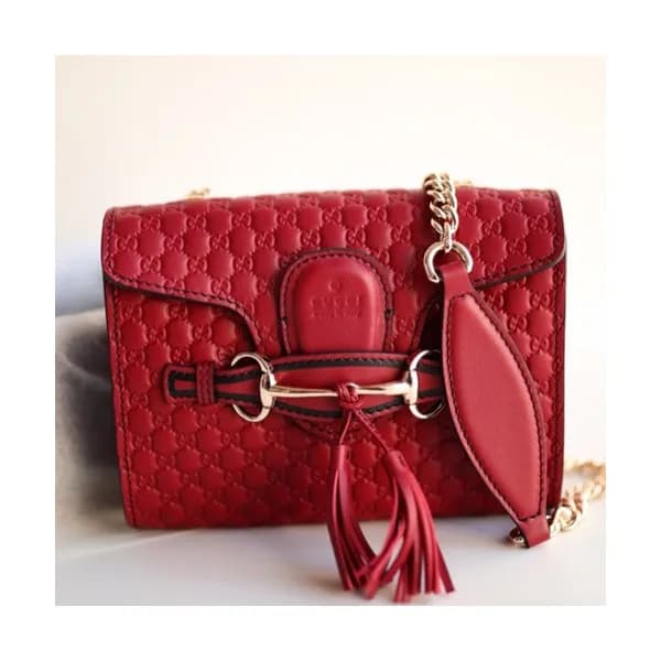 Gucci Microssima Emily Leather Chain Tote Bag,18CM… - 1
