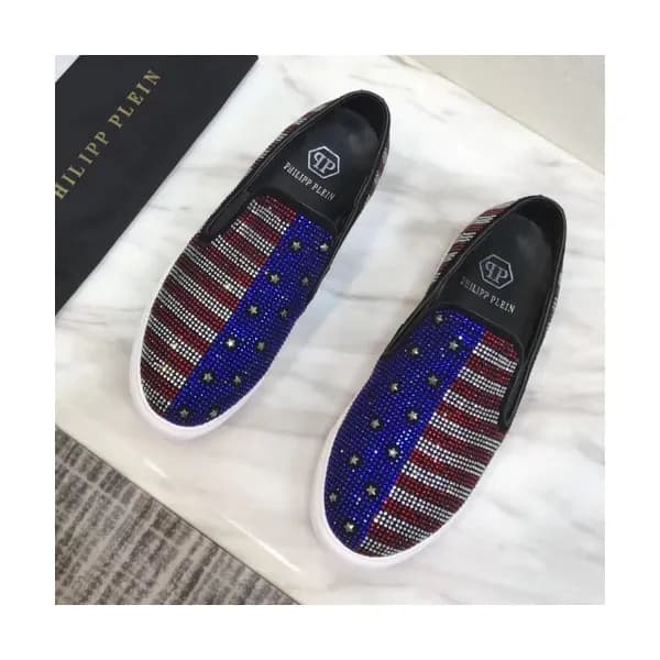 Philipp plein 2018 Mens Strass Star Leather Slip-o… - 1