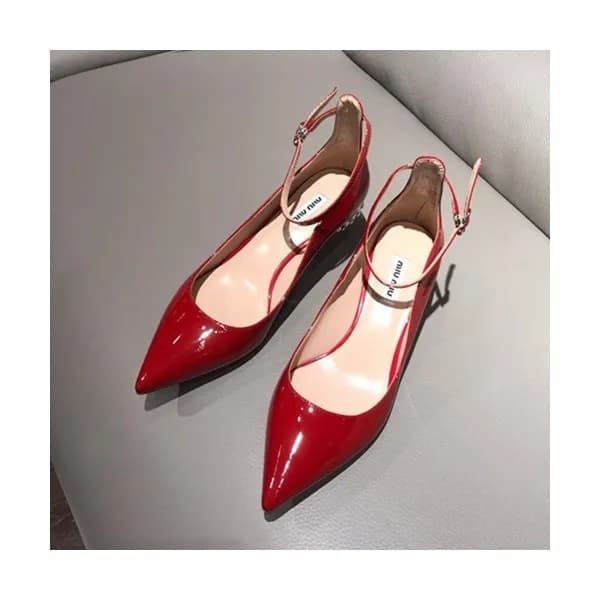 Miumiu 2019 Ladies Leather Middle-heel Slingback- … - 1