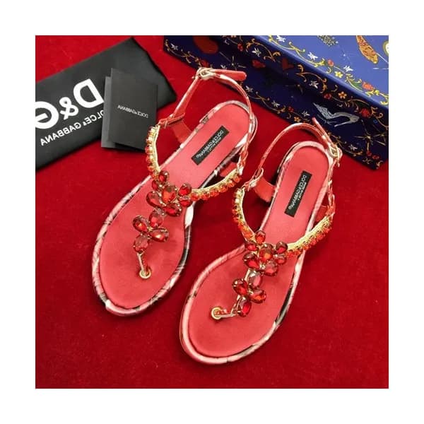 Dolce&Gabbana 2019 Ladies Silk & Leather Sandal -… - 1